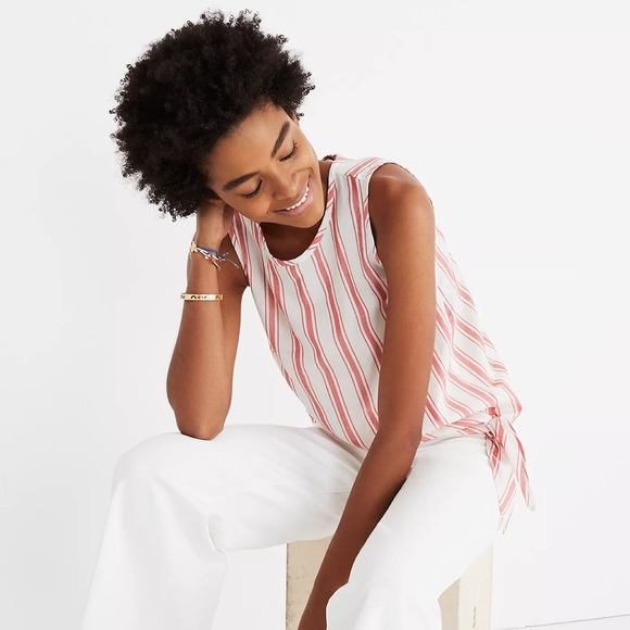 Madewell Striped Side Tie Tank Top in Marcia Stripe - Picture 7 of 7